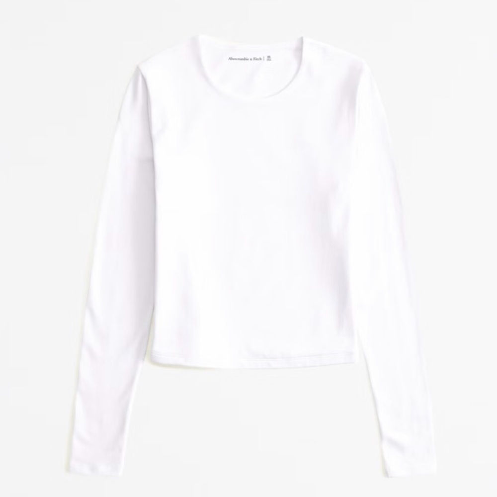 Abercrombie Long Sleeve Cotton Blend Seamless Cropped Tee